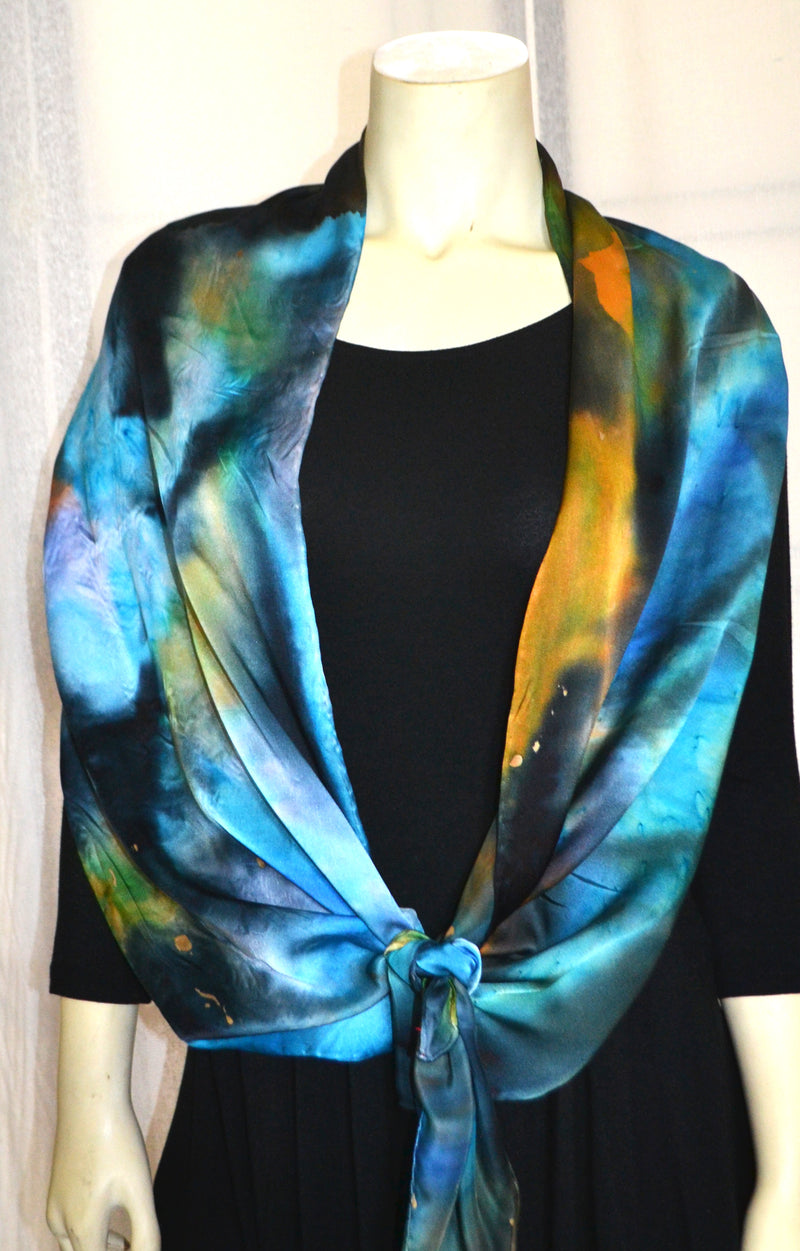 Blue ocean abstract scarf
